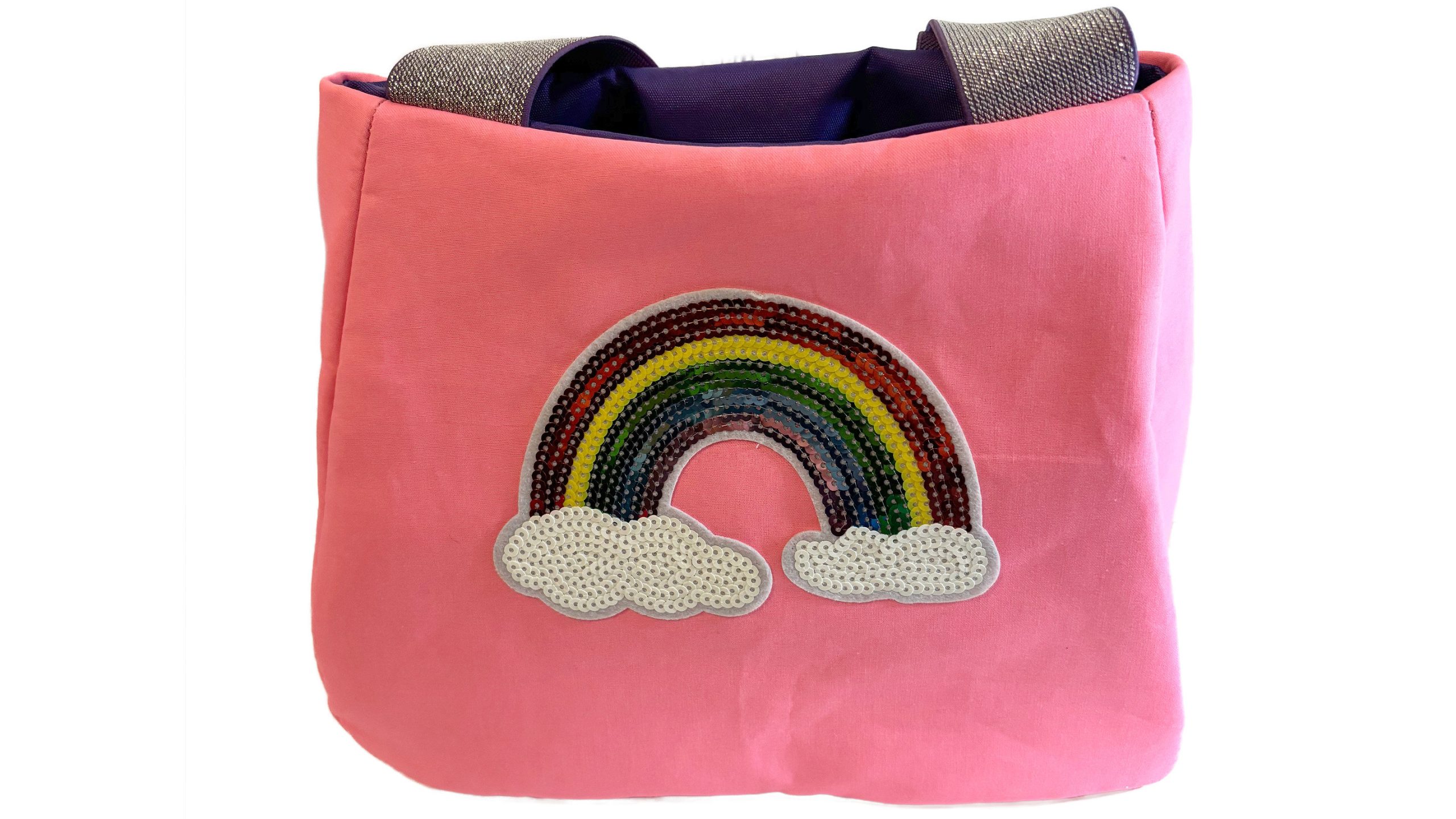 Rainbow embellished Loot bag with reflective handles
