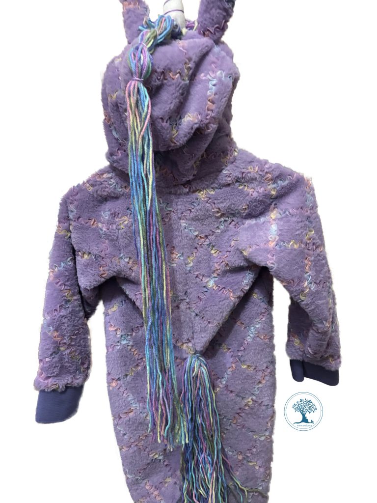 Back of unicorn costume with mane and tail